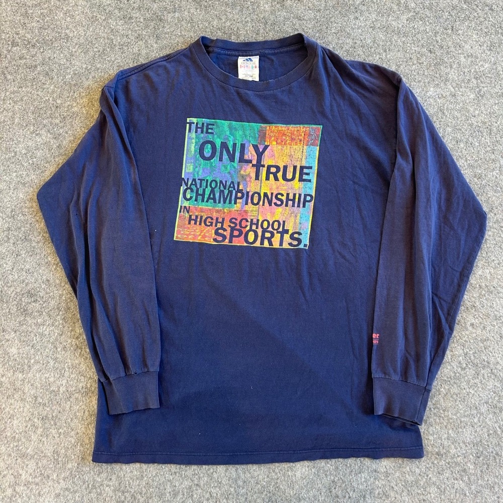 Vintage Adidas High School Sports Championship Thrashed Long Sleeve Shirt Size L